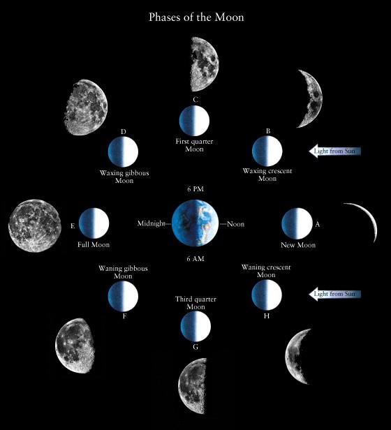 Although the Moon is always lit from the Sun, we see different amounts of the lit portion from