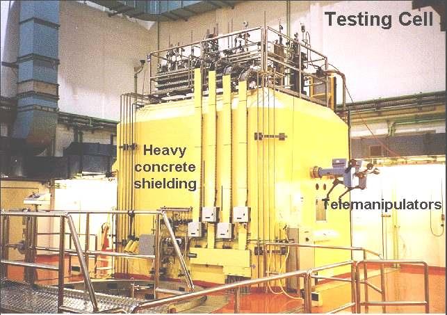 Material Testing Cell: - Material Testing Hot Cell is installed for Destructive Tests on irradiated samples (standard specimens ).