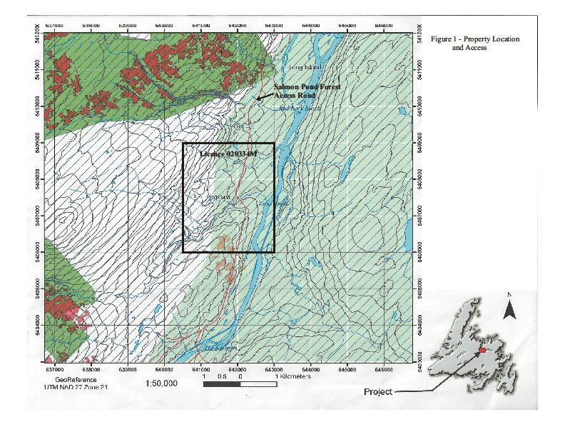 1:5 Mineralization: The Clarkes Brook showing is the only known gold mineralization within the Clarkes Pond property.