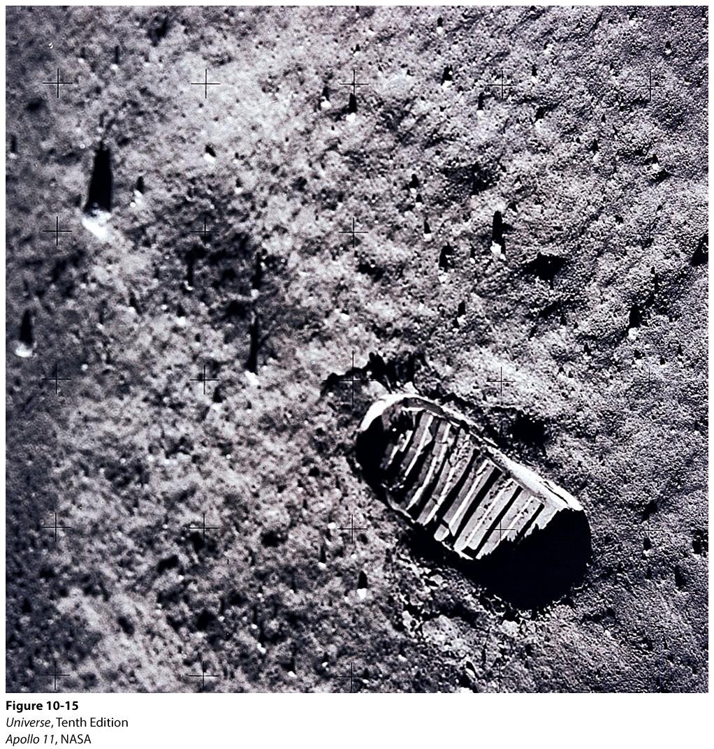 Moon Dust - Regolith Surface layer is shattered rock chunks and powder (from repeated impacts) Tens of