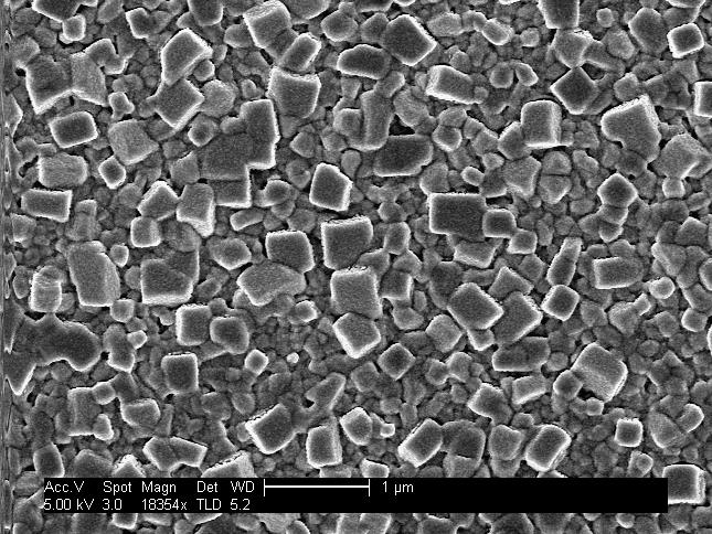 A) B) Figure S2: A) SEM image of a MAPbBr 3 sample prepared following the same procedure described in the