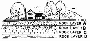 16. A geologist finds fossils in each of the undisturbed rock layers represented in the diagram below. The fossils are all structurally similar.