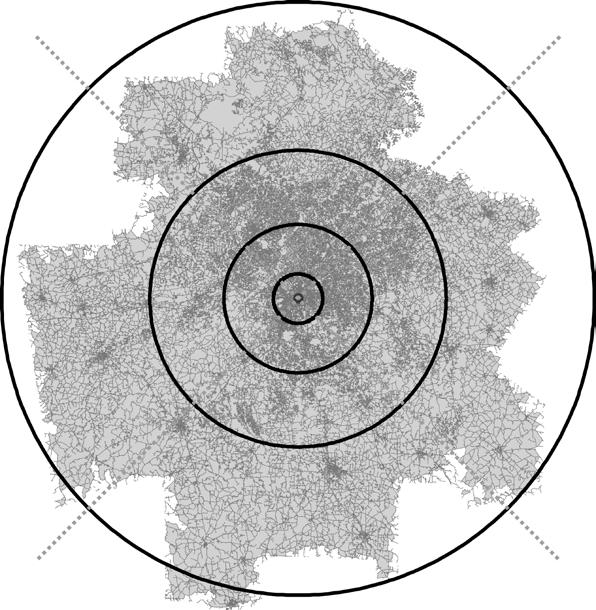 North 5 15 30 60 mi radius West East South Figure 1: Illustration of the Framework, overlaid Atlanta as an
