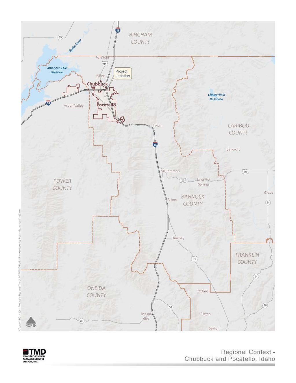 Land Use and Urban Form Location The Pocatello Region/Portneuf Valley Area, as defined by BTPO s Traffic Analysis Zones (TAZ), is located in the southeastern corner of Idaho, between Twin Falls and