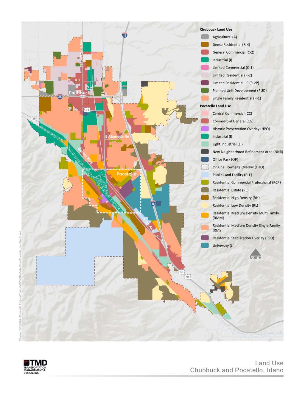 Land Use Patterns The following section provides an overview of Pocatello and Chubbuck s various land use designations and their locations within the region (Map 2).
