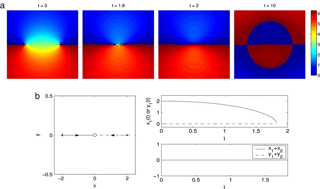 W. Bao et al. / Physica D 237 (2008) 2391 2410 2403 Fig. 13. Dynamics of two opposite vortices when the initial data is chosen as Pattern IV with m 0 = +1 and a = 2 in (2.