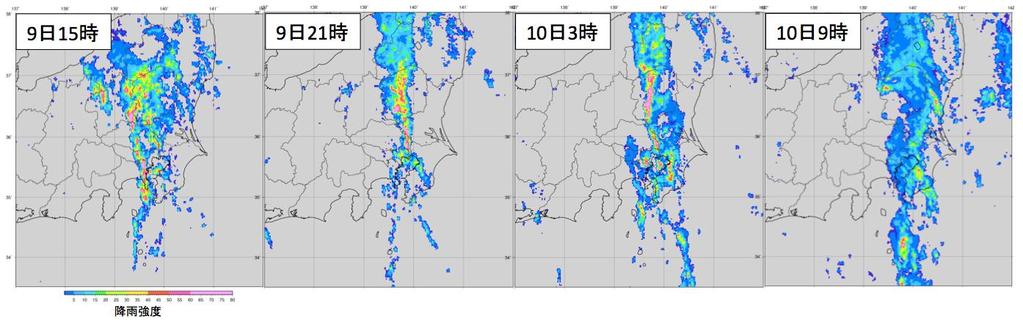September 9-10 Kanto Area A line of cumulonimbus clouds formed over the Kanto region and remained stationary from around September 9 th 1500JST to around the 10 th at 1200JST, bringing a long period