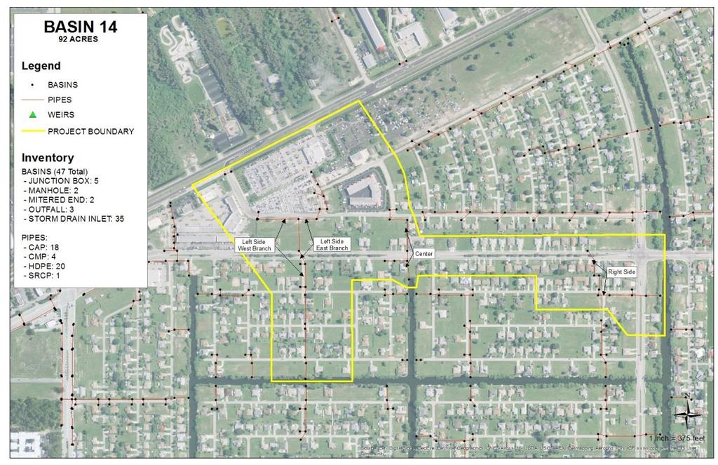 Figure 2 - Basin 10 Stormwater System Location, Boundary, and Existing Conditions.