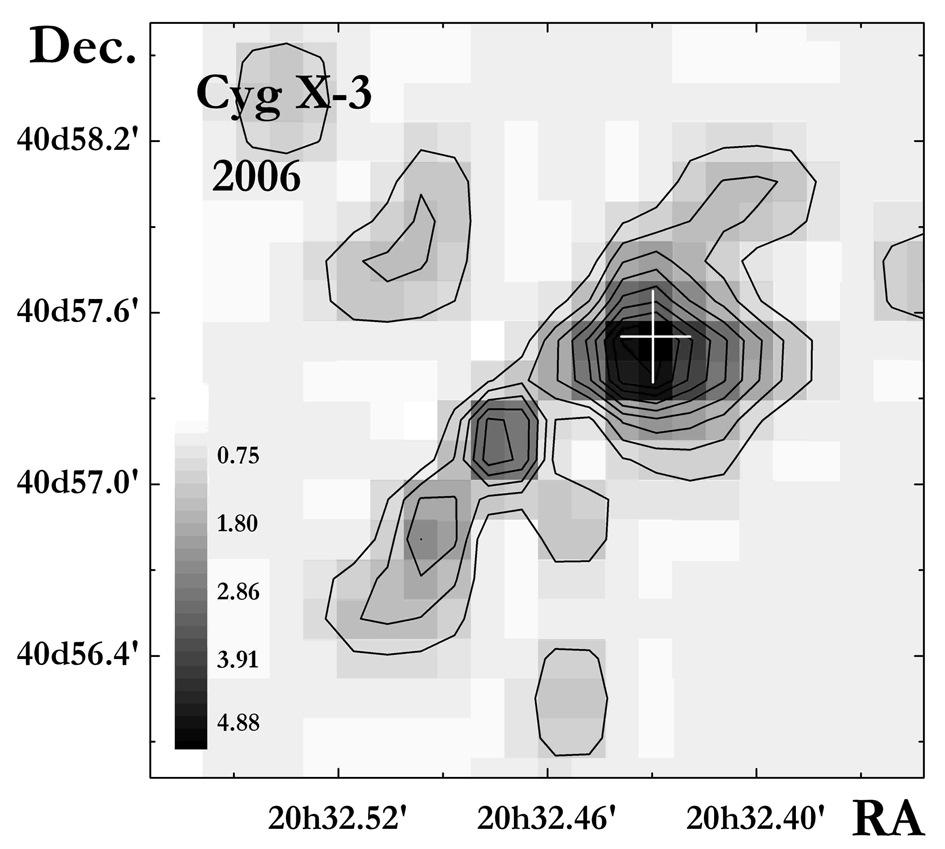light curve folded on the orbital period to the folded > 100 MeV light curve of Cyg X-3 from Fermi LAT together with X-ray data by RXTE/ASM (212 kev), RXTE/ PCA (3