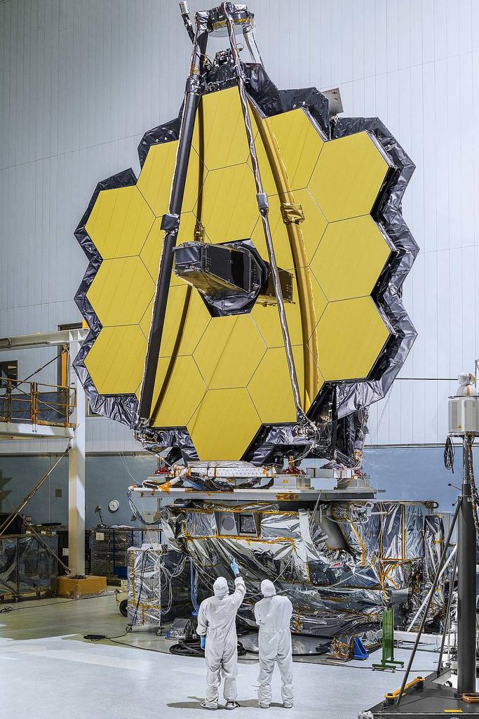 30 The primary mirror of NASA's James Webb Space Telescope, consisting of 18 hexagonal mirrors, looks like a giant