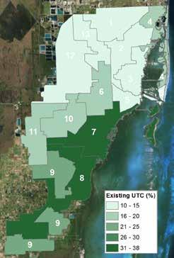 Highest area of existing tree canopy in absolute measures: District 7
