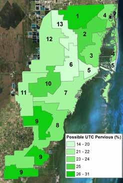 2 km 2 ) The highest percent of possible tree canopy on pervious
