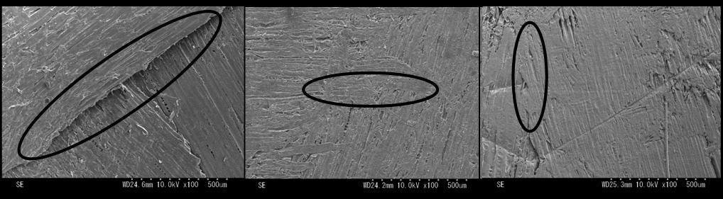 Adhesive Condition Figure.5 shows the SEM observation on conversion of adhesion by molding temperature seen from specimen surface.