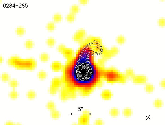 29 Figure 2.4. Radio/X-ray overlay of 0234+285. pileup associated with the ACIS and is an artifact of the detector.
