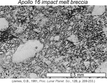 Page 4 of 9 Photomicrograph of a thin slice of a feldspar-rich impact melt breccia from the Apollo 16 landing site.