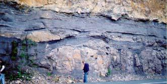Stratification of lava and ash layers, near Mt. St.