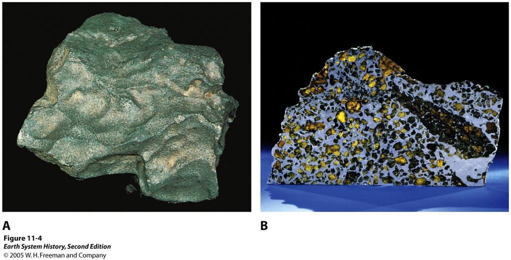 A. Stony meteorite ultramafic in composition, olivine-rich like the mantle. B.