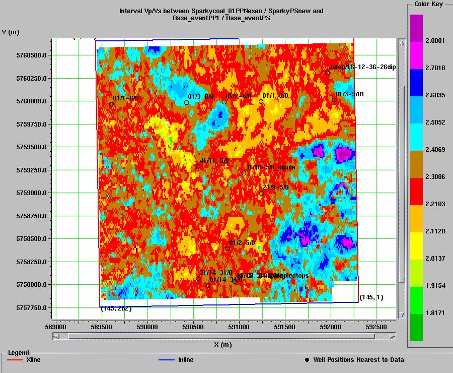 Erosion Figure 2. V P /V S map for a 2.75 km by 2.75 km area of the Plover Lake field.