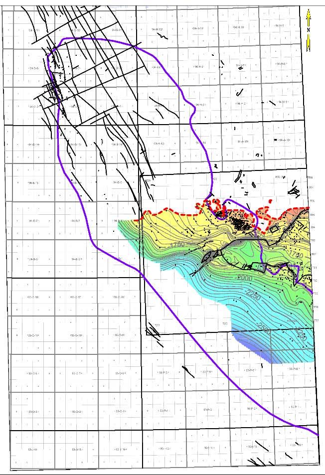 Kiskatinaw Structure Complex structural / stratigraphic relationships in Fort St John Graben DEPOSITIONAL LIMIT Published fault trends