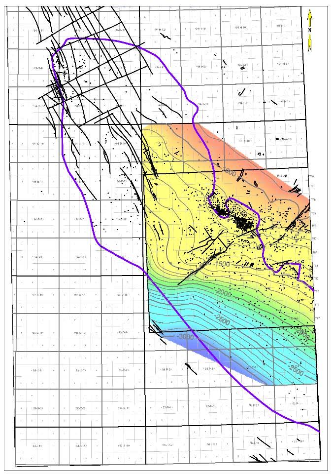 Belloy Structure Structural and stratigraphic offsets are notable across mapped faults, but