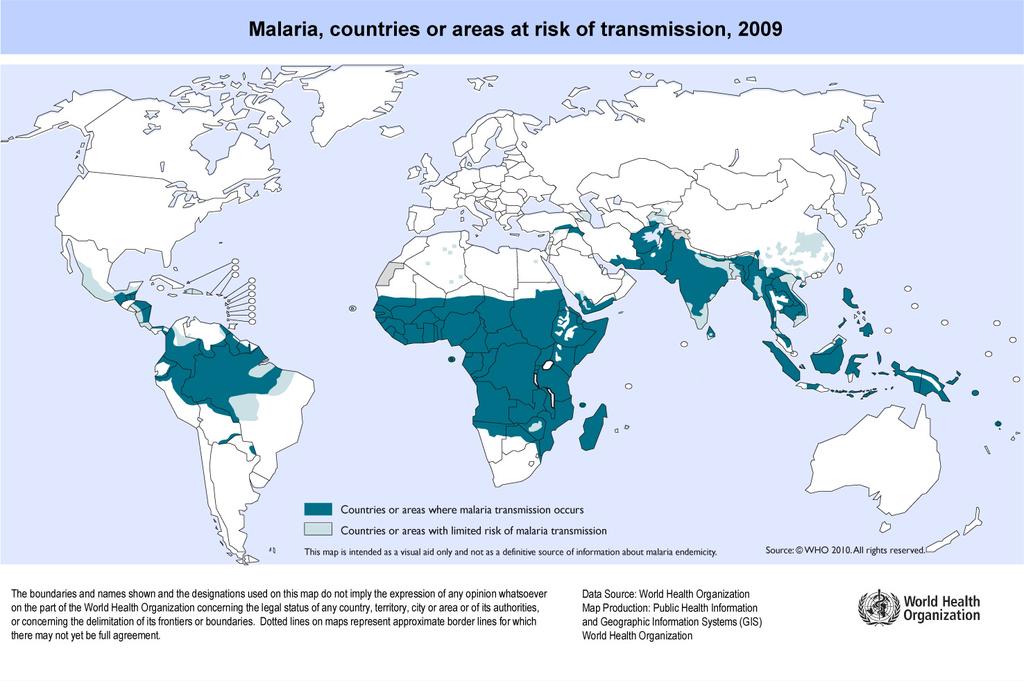 Geographic Distribution of Malaria WHO,