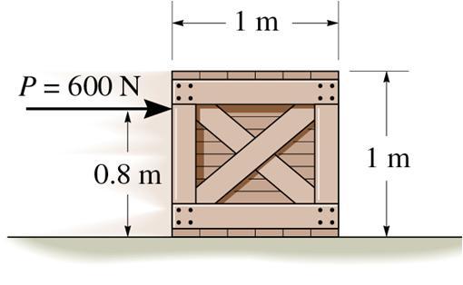 32 / 38 EXAMPLE Given: A 50 kg crate rests on a horizontal surface for which the kinetic friction coefficient µ k = 0.2. Find: The acceleration of the crate if P = 600N.
