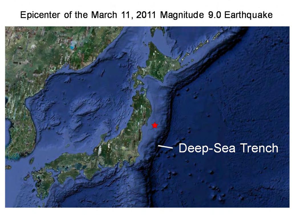 So this was the epicenter of the March 11 earthquake, this is Japan right here. So there has to have been a fault, and there has to have been some slip.