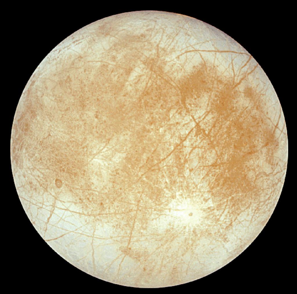 Europa surface features Magnetic field measurements demonstrate that Europa has an ocean, but how thick is the ice layer?