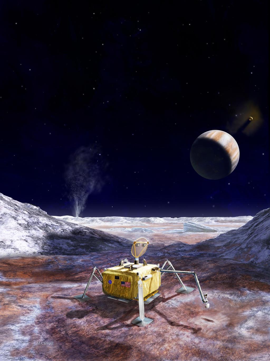Europa Lander - Search for biosignatures on surface - Assess habitability directly - Characterize sirface for future missions Proposed