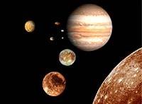four large Galilean satellites: Io, Europa, Ganymede, Callisto