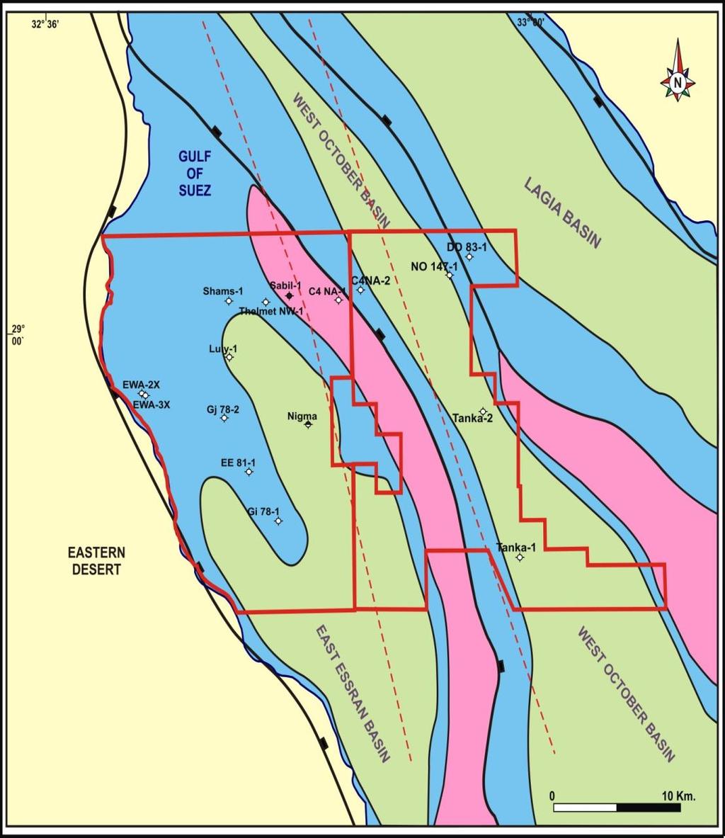 1&2 NORTHEAST OCTOBER & NORTH ISSRAN BLOCKS Source and Oil Migration: Source rocks in the area are: - The mature Eocene Thebes - Upper