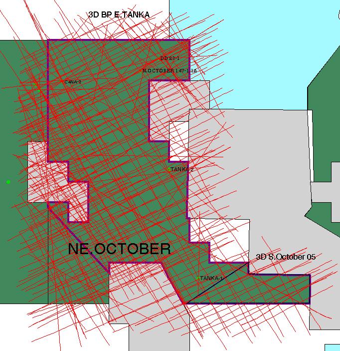 1 NORTHEAST OCTOBER BLOCK 2D &3D SEISMIC COVERAGE AREA : 254 km 2 WELLS : 5 Wells PREVIOUS CONCESSIONNAIRS : AMOCO, CONOCO and DEMINEX Co.
