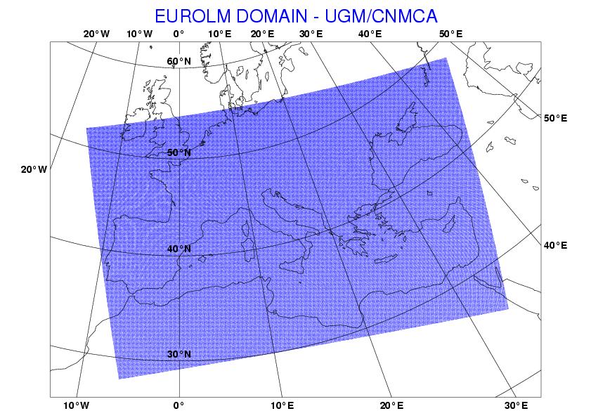 CNMCA NWP System LM- Domain size 641 x 401 Grid spacing 0.0625 (7 km) Number of layers 40 Time step 40 s Forecast range 48 hrs Initial time of model run 00 UTC Lateral bound. condit. IFS L.B.C.