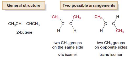 13.3 Cis trans Isomers With 2-butene, there are two ways to arrange the atoms on the double bond.