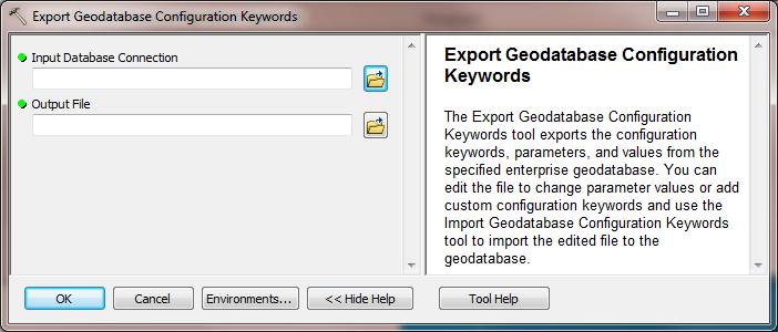 DBTUNE Import/Export Geodatabase Configuration Keywords Replaces