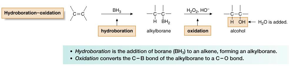10.16 Hydroboration Oxidation Hydroboration oxidation is a two-step reaction sequence that converts an