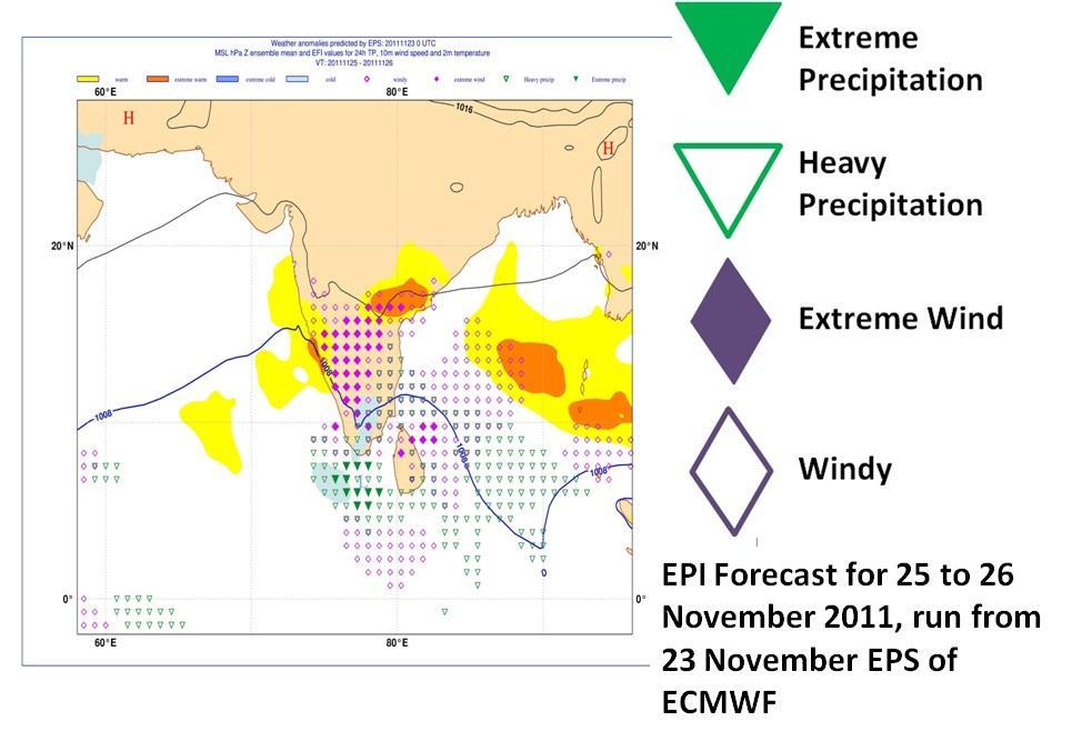 Sri Lankan Storm 25 Nov 11 ECMWF EFI Many