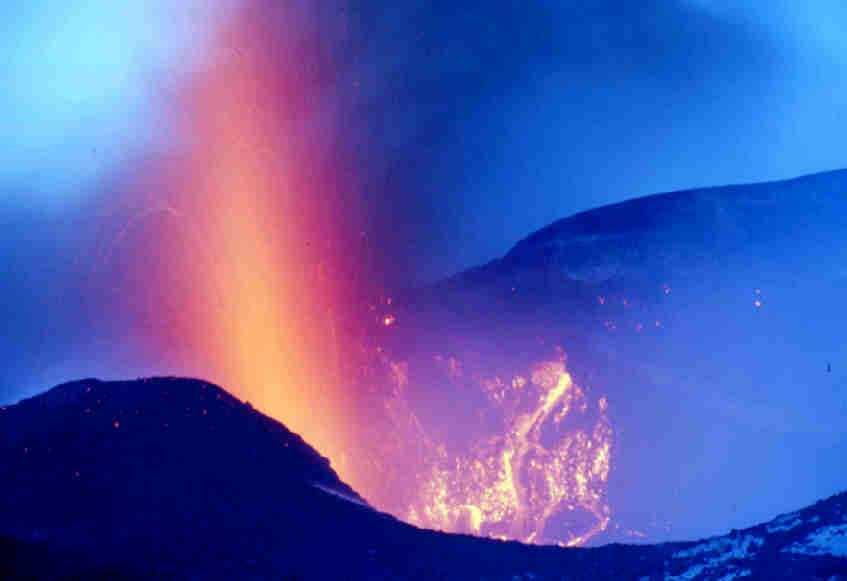 whether magma erupts through water.