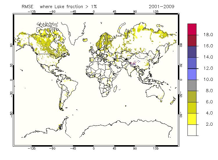 SST LakePlanet versus MODIS (RMSE) High RSMEs