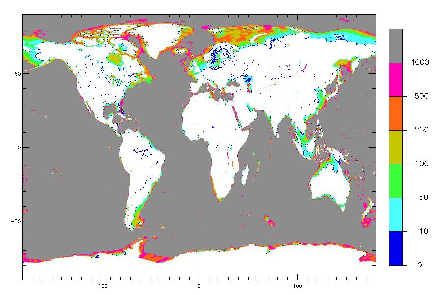 Global lake + Caspian + Ocean depth database Kourzeneva database + Caspian bathymetry + Ocean Bathymetry Ocean bathymetry