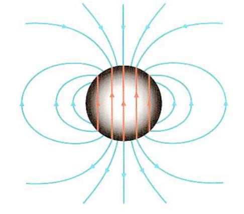 Field lines of a uniformly magnetized sphere.