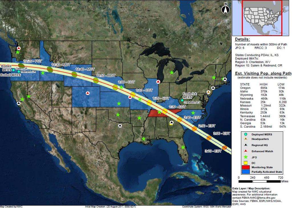 Solar Eclipse August 21 Situation The first total eclipse in the continental U.S. in 38 years; and the first to sweep across the entire country since 1918 70 mile-wide path of totality will cross 14