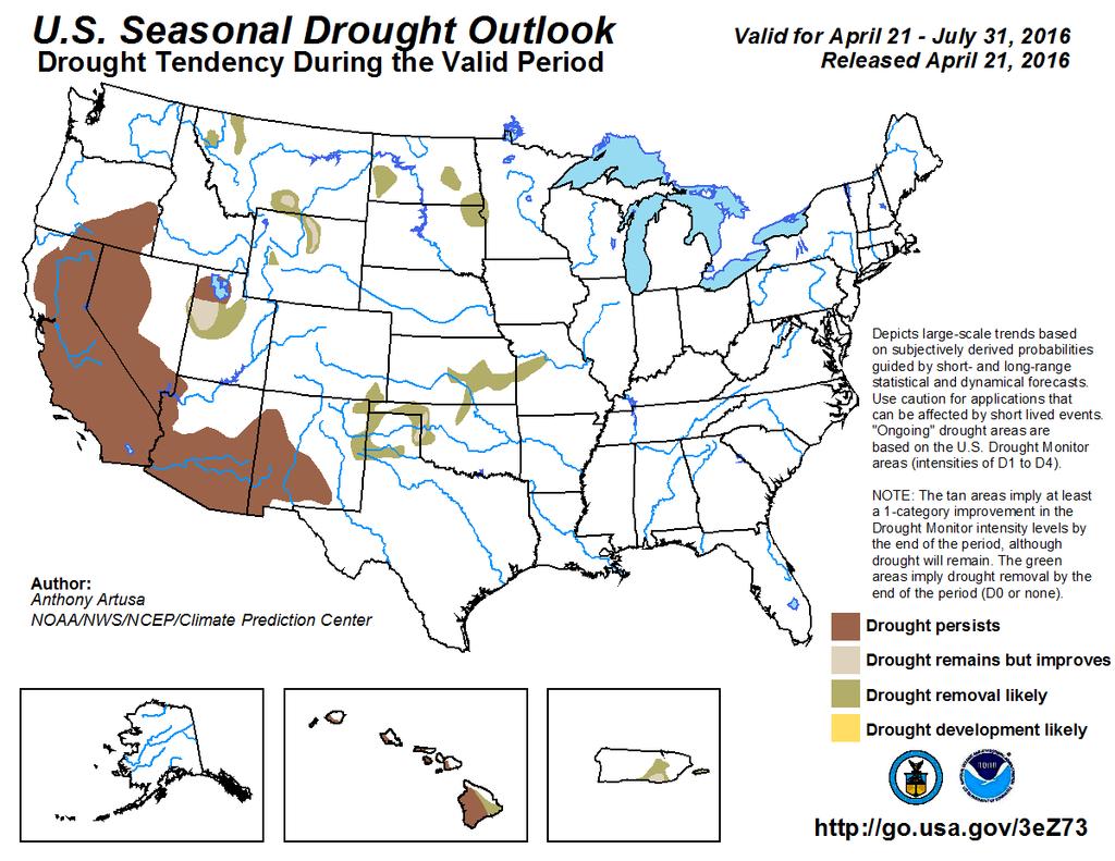 Drought Outlook through July 31, 2016 http://www.cpc.
