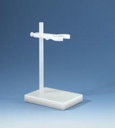 613-3854 Bottle stand PP. Full plastic construction. Support rod 325 mm, base plate 220 x 160 mm, weight 1130 g.