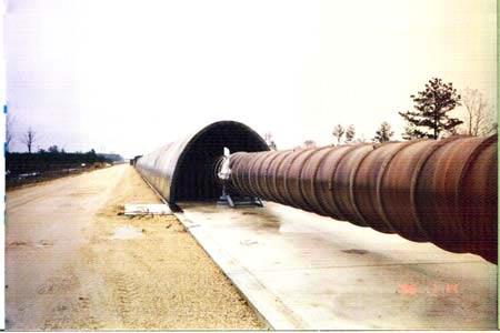 LIGO beam tube! LIGO beam tube under construction in January 1998! 65 ft spiral welded sections!