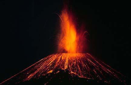 A quiet eruption occurs when a volcano has basaltic magma which