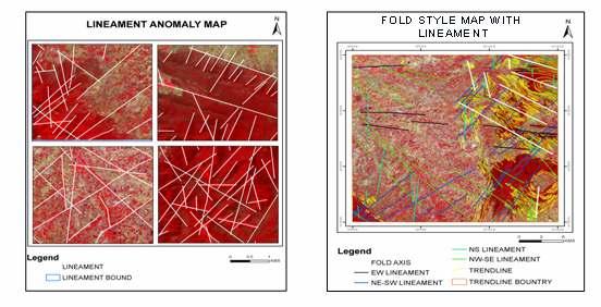 Figure 2: Lineament anomaly map and Fold Style map Drainage is directly linked with topography condition.