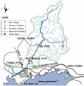 EFFECT OF TWO SUCCESIVE CHECK DAMS ON DEBRIS FLOW DEPOSITION Fig. 4 - Catchment of the Tsurugi River Fig.
