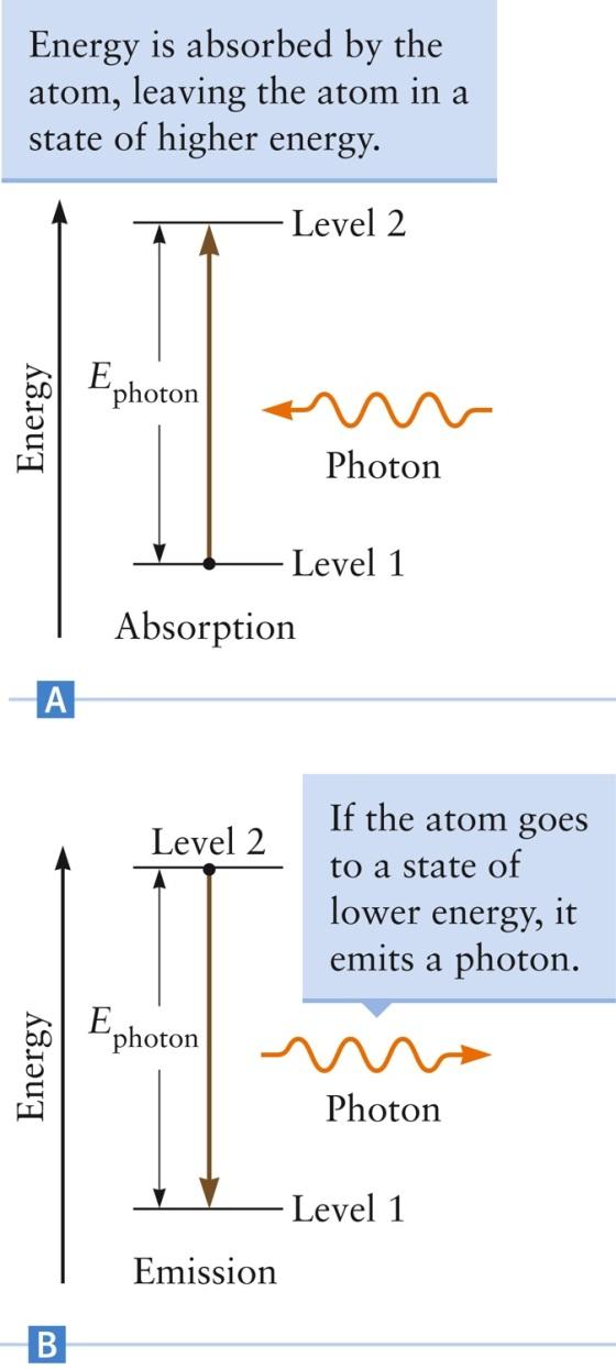 Atomic Energy Levels The energy of an atom is quantized The energy of an absorbed or emitted photon is equal to the difference in energy between two discrete atomic