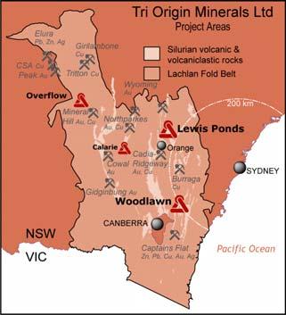 Gold and Base Metal Projects Lewis Ponds is one of TriAusMin s key holdings in the Lachlan Fold Belt Woodlawn Mining District